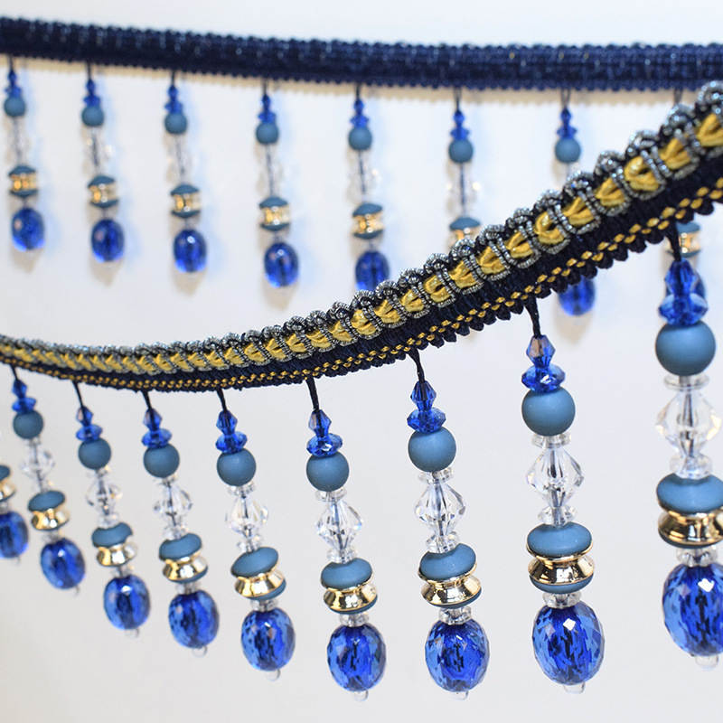 亚克力珠窗帘花边辅料  手工吊球水晶窗帘花边配饰不散剪12米一板