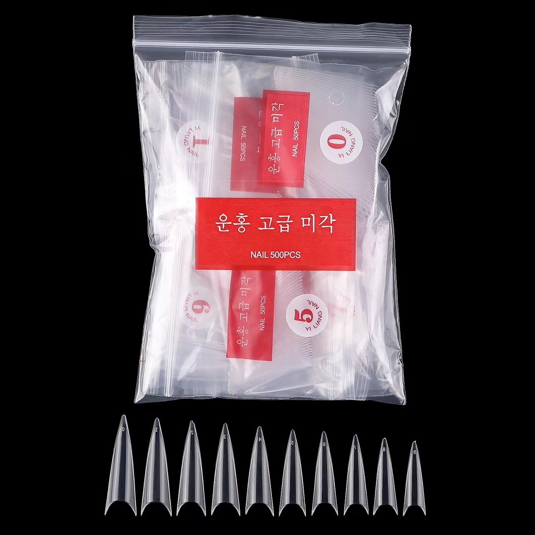 Concubina de uñas pieza de uñas fantasma pieza de uñas 500 piezas de bolsa pasta completa pieza de uñas larga francés pieza de uñas falsa pieza de extensión de uñas