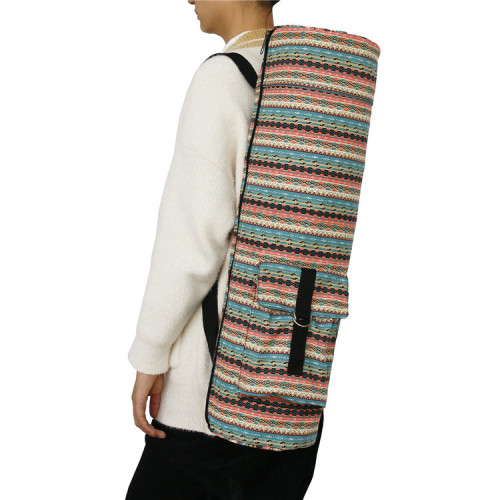 Ethnic-style outdoor canvas yoga bag storage bag cylindrical single-shoulder fitness storage bag Amazon dropshipping one piece