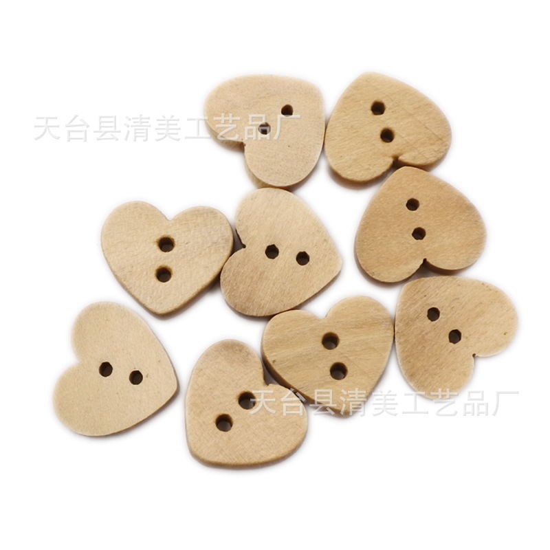 100 botones de madera en forma de corazón/bolsa de diámetro aproximadamente 1,8 cm en forma de corazón de impresión de madera maciza