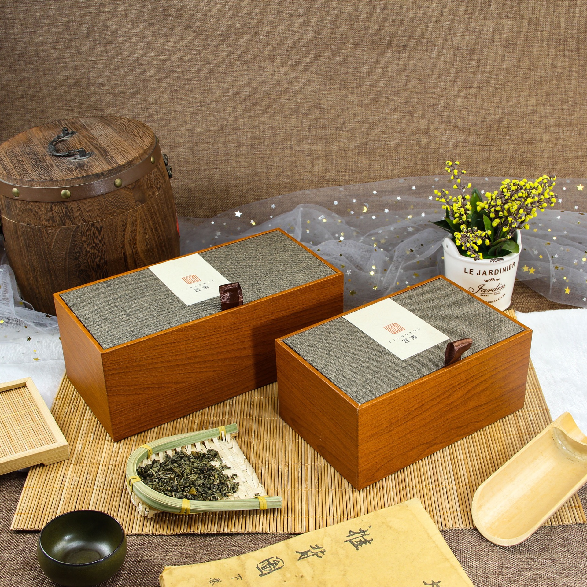 精美足银保温杯礼盒定做制银杯包装礼品盒茶杯麻布木盒包装盒现货