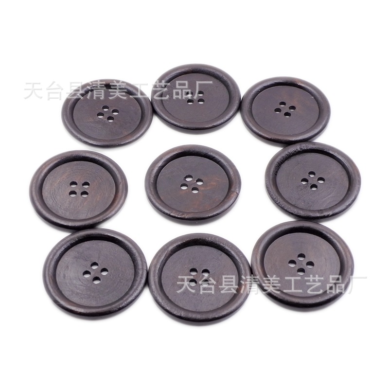 50mm de cuatro ojos borde fino/ancho borde botón de la capa decorativa de madera botón de la capa 10 piezas de un paquete