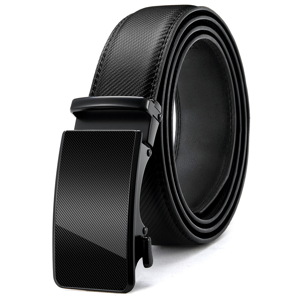 Amazon Aliexpress Belt Men's Popular Film Alloy Automatic Buckle Genuine Leather Cowhide Men's Belt Trouser Belt