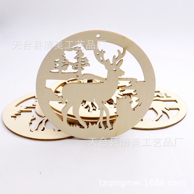 Ronda Navidad ELK astillas de madera DIY decorativo ronda alcele astillas de madera 10 unidades un paquete