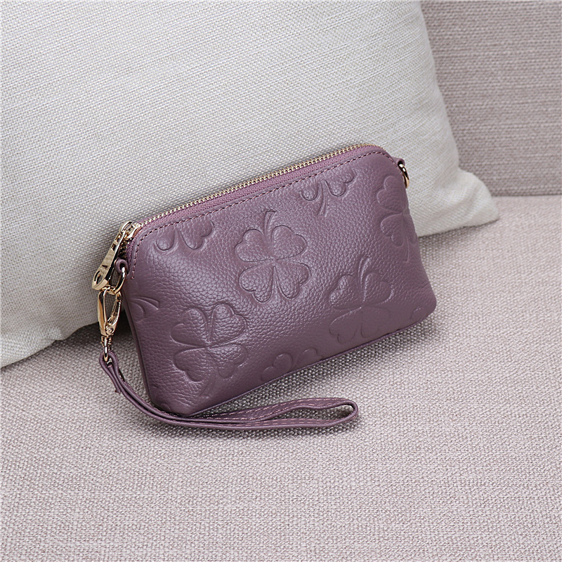 Four-leaf Clutch Bag For Women,First-layer Cowhide Crossbody Bag For Women,Style Embossed Shoulder Bag For Women,One-piece Drop Shipping