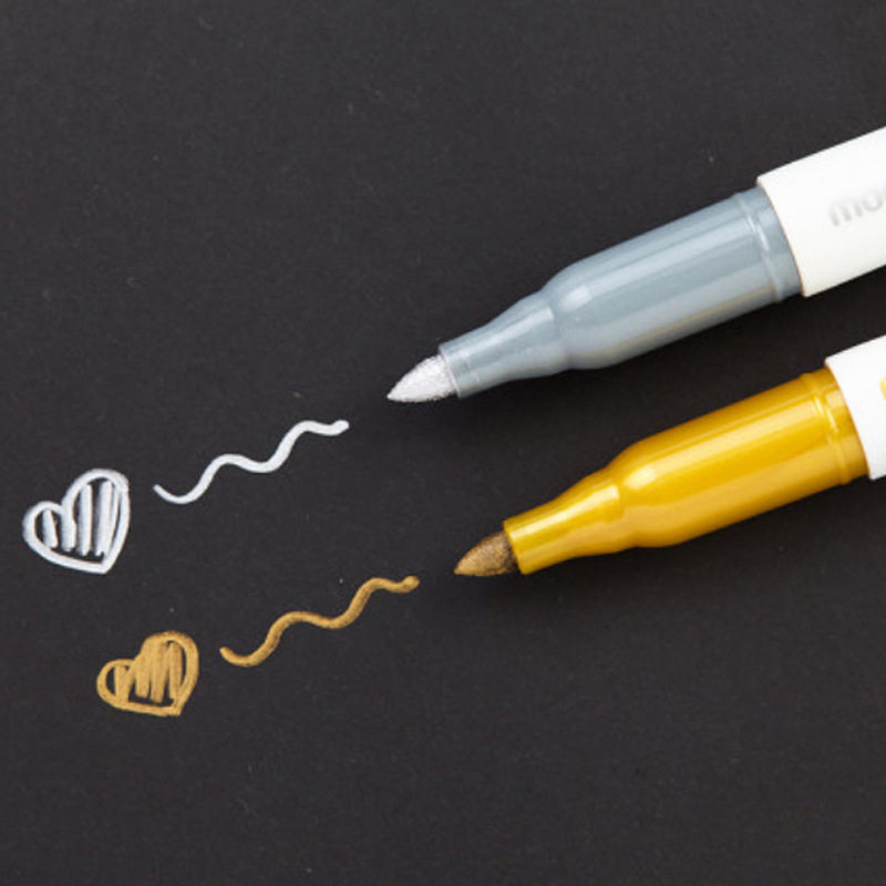 韩国monami油性记号笔金色银色签字笔  签名不易褪色记号笔 05031
