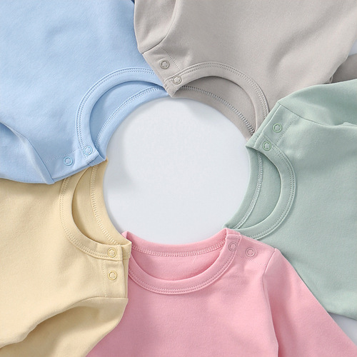 Baby bag, spring and autumn, baby boy and girl underwear, pajamas, shoulder buttons, triangle harem, long-sleeved inner wear one-piece clothes