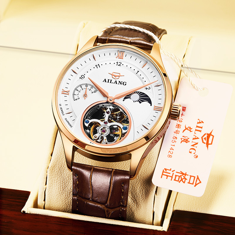 Ai Lang Watch Men's Mechanical Watch Automatic Waterproof Hollow Belt Fashion 2020 New Mechanical Men's Watch Live