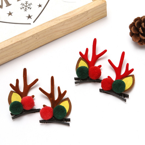 Cross-border Amazon Christmas Antler Hair Clips Children's Cute Cartoon Christmas Hair Accessories Hair Clips Party Decoration Supplies