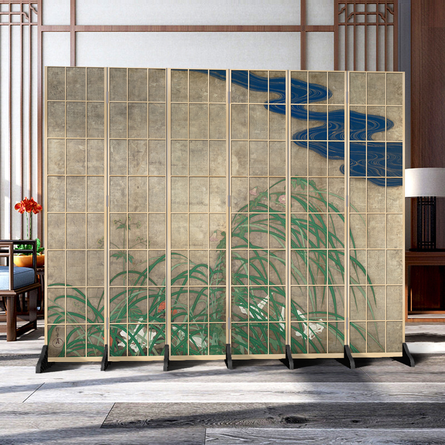 日本式の格子の壁の客間の寝室の現代的なシンプルなファッションの折り畳み式の両面の事務のキャスターの背景の装飾