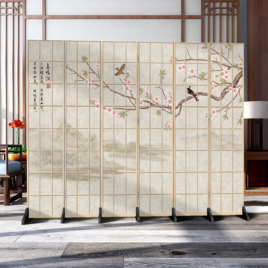 日本式の格子の壁の客間の寝室の現代的なシンプルなファッションの折り畳み式の両面の事務のキャスターの背景の装飾