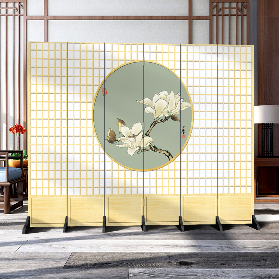 日本式の格子の壁の客間の寝室の現代的なシンプルなファッションの折り畳み式の両面の事務のキャスターの背景の装飾