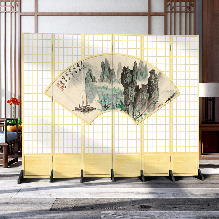 日本式の格子の壁の客間の寝室の現代的なシンプルなファッションの折り畳み式の両面の事務のキャスターの背景の装飾