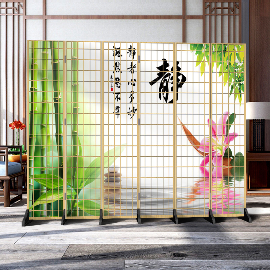 日本式の格子の壁の客間の寝室の現代的なシンプルなファッションの折り畳み式の両面の事務のキャスターの背景の装飾