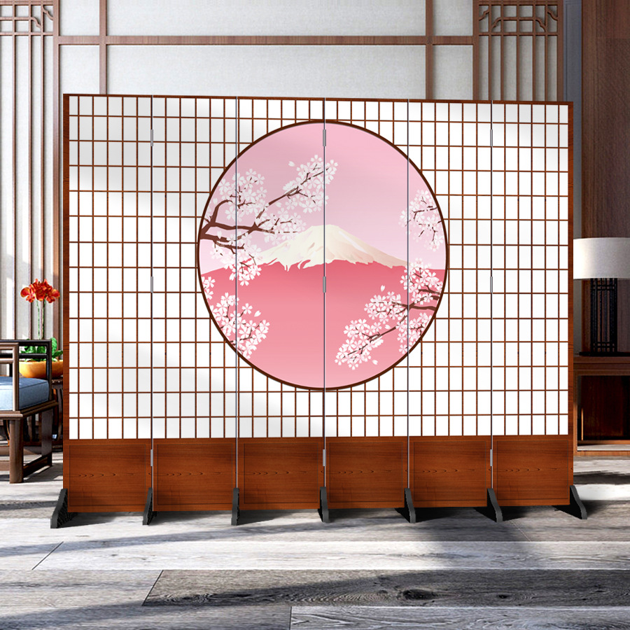 日本式の格子の壁の客間の寝室の現代的なシンプルなファッションの折り畳み式の両面の事務のキャスターの背景の装飾