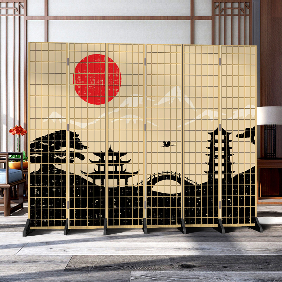 日本式の格子の壁の客間の寝室の現代的なシンプルなファッションの折り畳み式の両面の事務のキャスターの背景の装飾