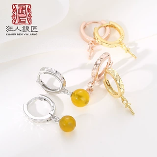 925纯银耳环空托女日韩简约diy珍珠耳钉耳坠配饰车花闪亮耳饰空托
