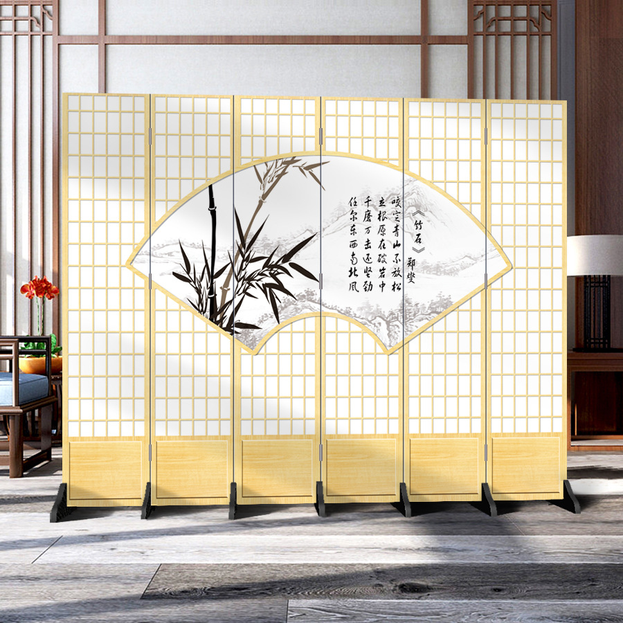 日本式の格子の壁の客間の寝室の現代的なシンプルなファッションの折り畳み式の両面の事務のキャスターの背景の装飾