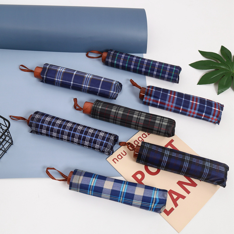 Heavenly Umbrella Free Shipping 10 Bone Large Men's Business Plaid Umbrella Three Folding Sunny Umbrella Custom Gift Umbrella Heavenly Umbrella Free Shipping 10 Bone Large Men's Business Plaid Umbrella Three Folding Sunny Umbrella Custom Gift Umbrella