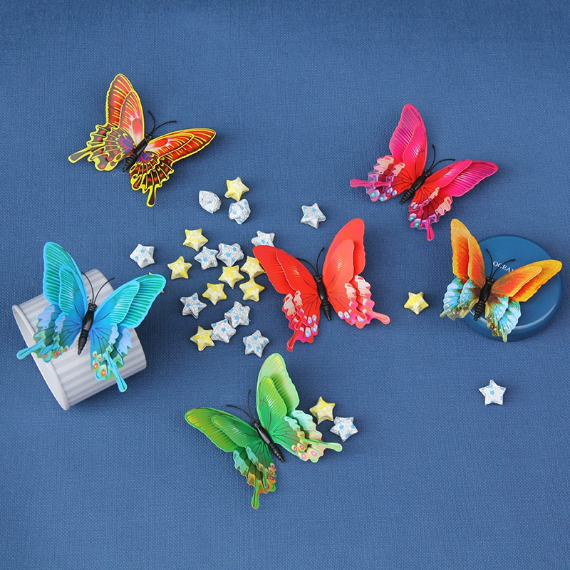 8 + 6 см двухслойная имитация бабочки креативные магнитные наклейки на холодильник реквизит для съемки аксессуары для рукоделия 3D трехмерная бабочка