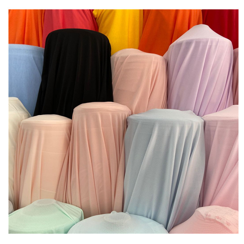 Poliéster amoníaco mariposa malla hielo fresco seda tejido frío sensación de alta elástico protección solar ropa tela máscara pañuelo ropa interior paño en stock