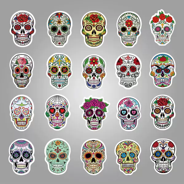 50 Pieces of Colorful Horror Skull Amazon Popular Graffiti Stickers Surprise Trolley Case Stickers Car Stickers Removable
