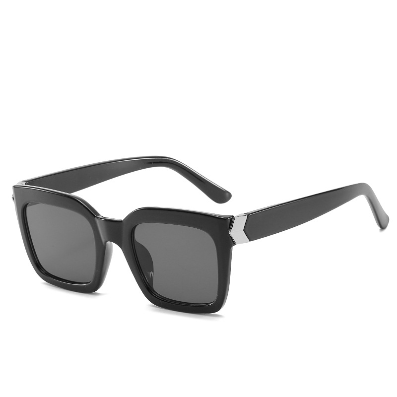 Neue, grenzenlose Sonnenbrille mit quadratischem Rahmen, im gleichen Stil wie europäische und amerikanische Marken mit Personalisierung, vielseitiges Schwarz_voghion.com