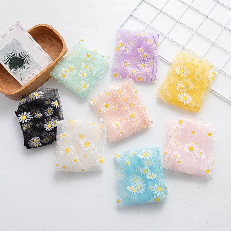 Primavera y verano japonés nueva pila calcetines Daisy transparente malla delgada transpirable crisantemo encaje hadas Calcetines