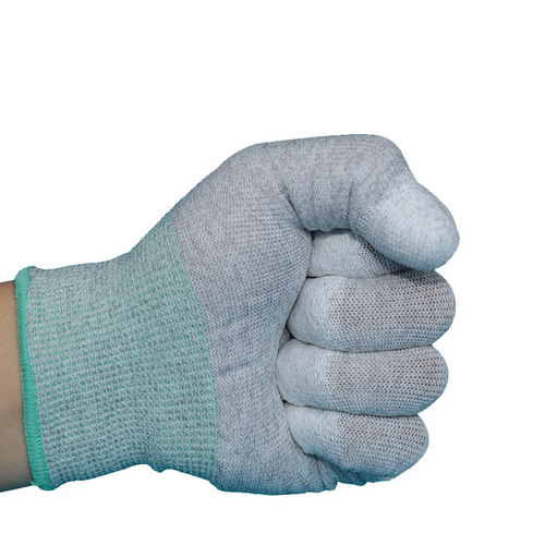 东莞厂家十三针透气耐磨吸汗防静电手套芯碳纤维涂指涂掌手套
