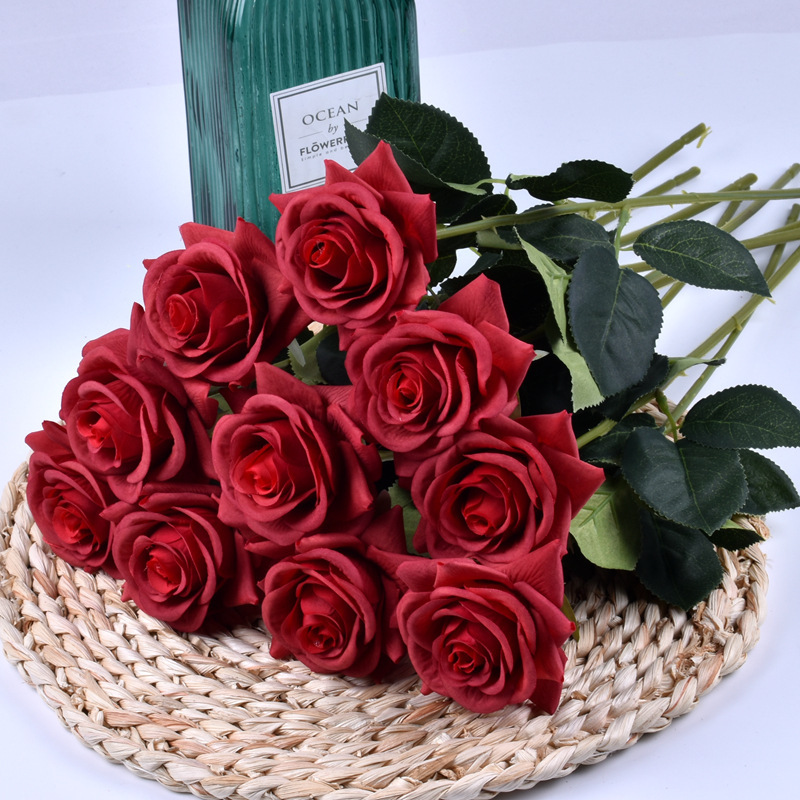 Artificial flower moisturizing rose horn rose high-end hand moisturizing rose home decoration wedding holding flower wall fake flower