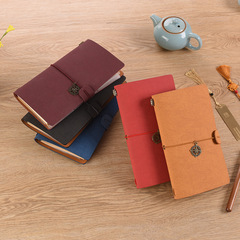 復古手賬本pu記事本歐美多功能旅行日記本創意騎馬釘仿皮隨行本