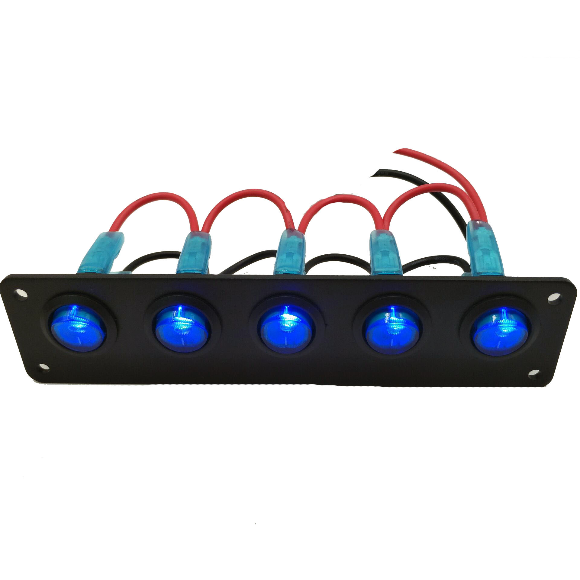 爆款汽车改装车组合开关lED圆形小开关5位猫眼开关挖掘机配件