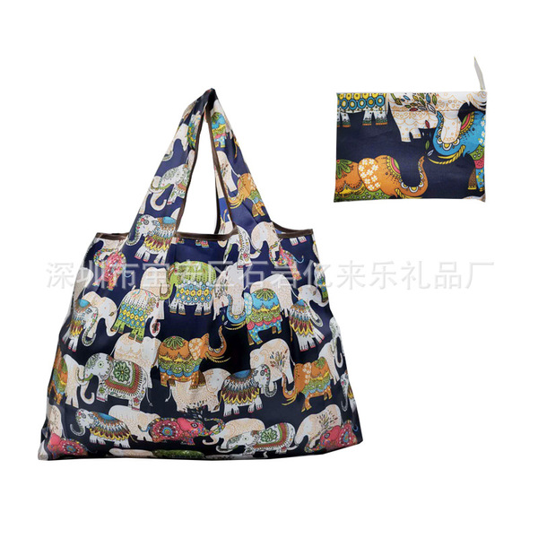 Folding cartoon big waterproof handheld shopping bag