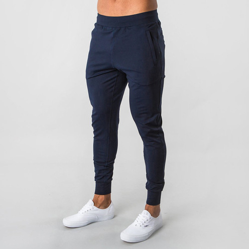 Men's Muscle Leggings, Elastic Cotton Tapered Fitness Training Running Pants for European and American Style
