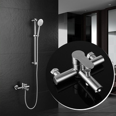 304不鏽鋼浴室衛浴浴缸三聯簡易花灑套裝冷熱混水閥全銅淋浴龍頭