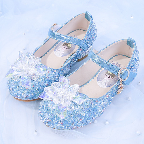 High-end children's high-heeled shoes, crystal shoes for girls, princess shoes for children, 2025 spring and autumn season, baby single shoes