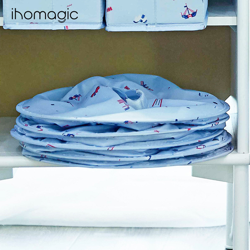 Diversión de los niños frescos cubo redondo de almacenamiento colgante bolsa armario colgante bolsa de almacenamiento multi-capa abierta plegable dormitorio cubo de almacenamiento