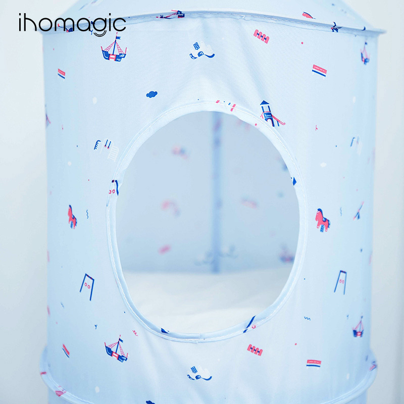 Diversión de los niños frescos cubo redondo de almacenamiento colgante bolsa armario colgante bolsa de almacenamiento multi-capa abierta plegable dormitorio cubo de almacenamiento