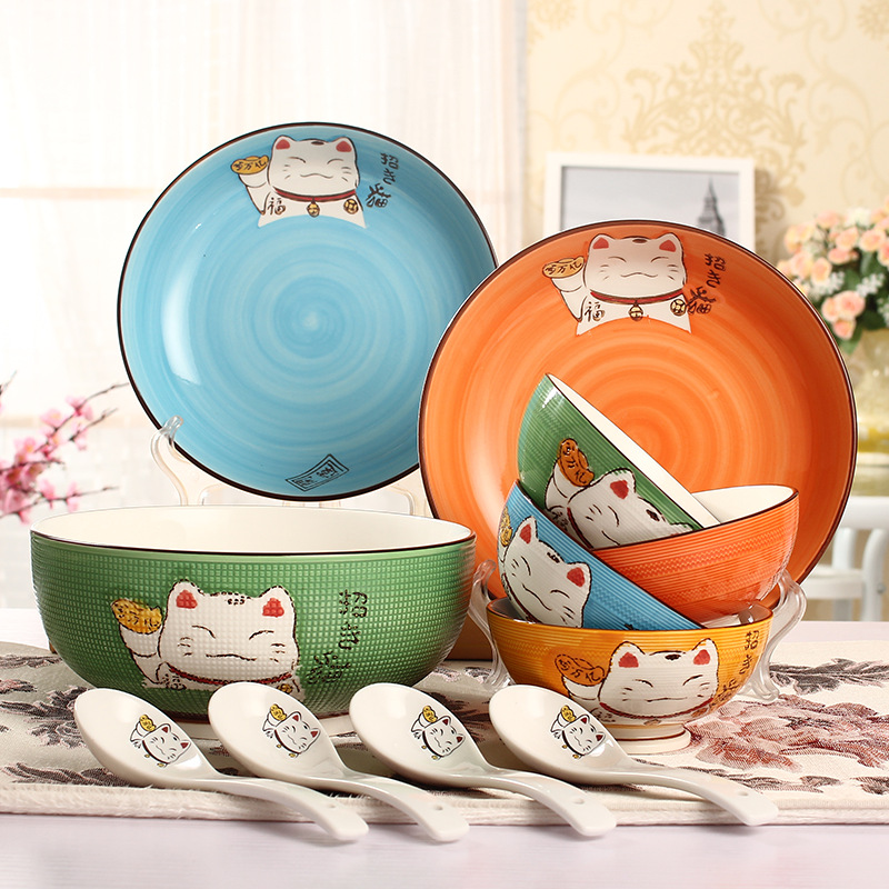 釉下彩陶瓷套装礼盒 创意中国风手绘家用碗盘餐具 厂家直销批发礼