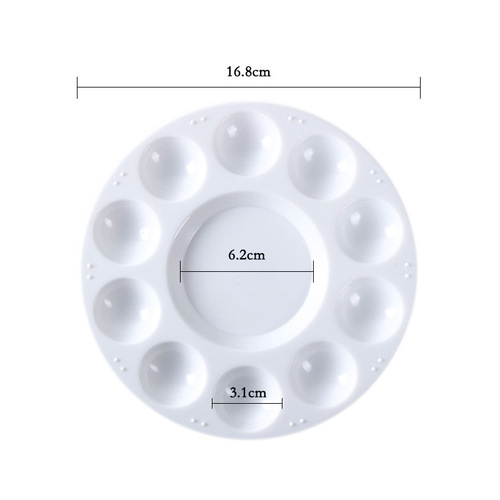 Cross-border palette, round 10-hole diameter, white, plastic, paint palette, graffiti art tools