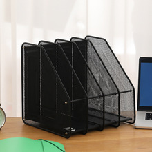 金属铁网办公桌收纳文件架 简约黑色书桌文件框四文件整理架批发