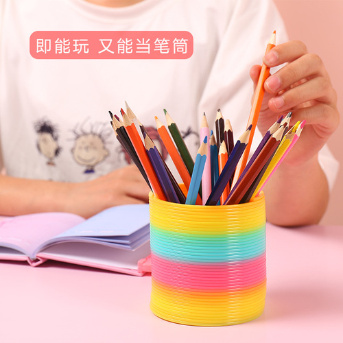 The same hot-selling large rainbow hoop elastic rainbow hoop spring color hoop Jenga hula hoop