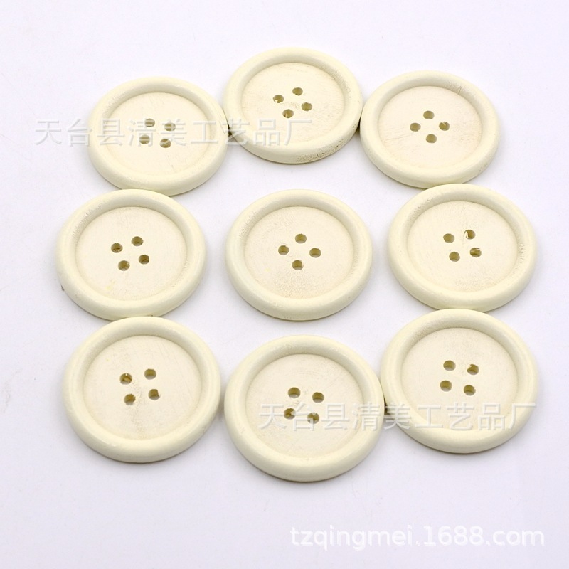 Botón de abrigo de cuatro ojos de 40mm hebilla de abrigo de madera decorativa de madera 30 piezas por paquete