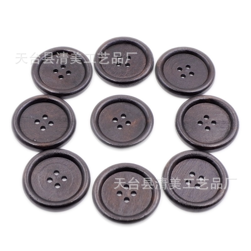 Botón de abrigo de cuatro ojos de 40mm hebilla de abrigo de madera decorativa de madera 30 piezas por paquete