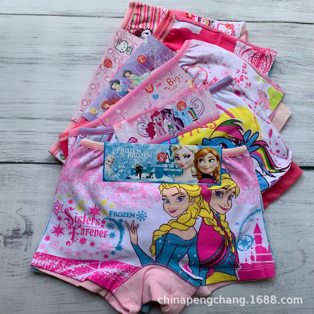 Combed cotton cartoon boxer children's underwear Ice Snow White Princess Lycra girls' baby underwear