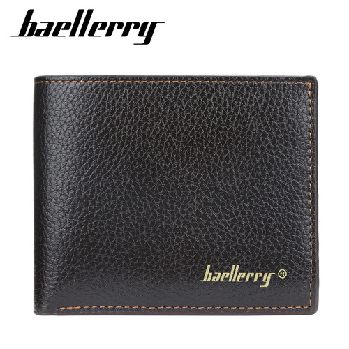 Men's short wallet baellerry Korean style pebbled open wallet simple thin soft leather wallet
