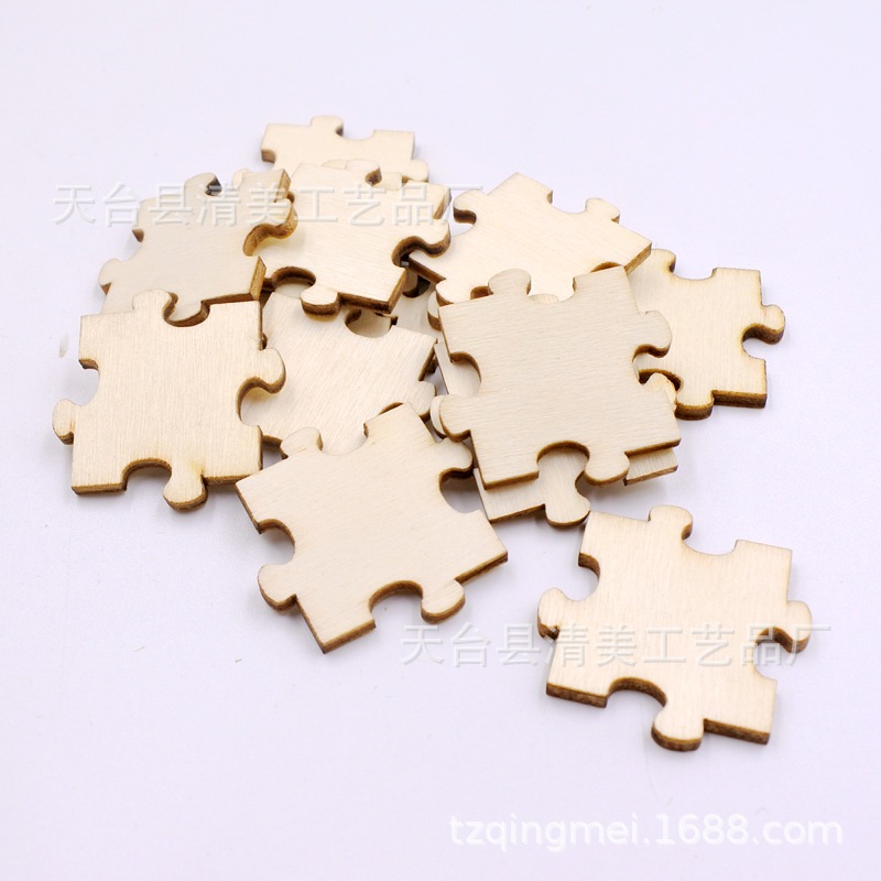 15/20/30/40mm ensamblado bloques de construcción de dibujos animados rompecabezas DIY ensamblado bloques de construcción adornos de madera 50 unidades por paquete