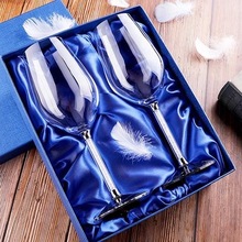 厂家直销高脚杯水晶带钻红酒杯家用套装创意商务酒店金箔红酒杯