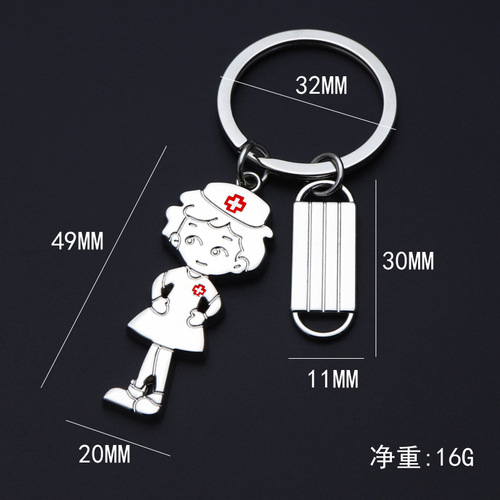 New Nurse Sister Anti-epidemic Keychain White Angel Zinc Alloy Pendant Epidemic Prevention and Control Promotion Logo