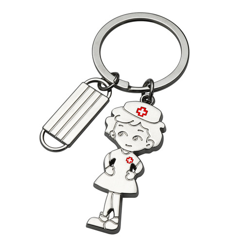 New Nurse Sister Anti-epidemic Keychain White Angel Zinc Alloy Pendant Epidemic Prevention and Control Promotion Logo